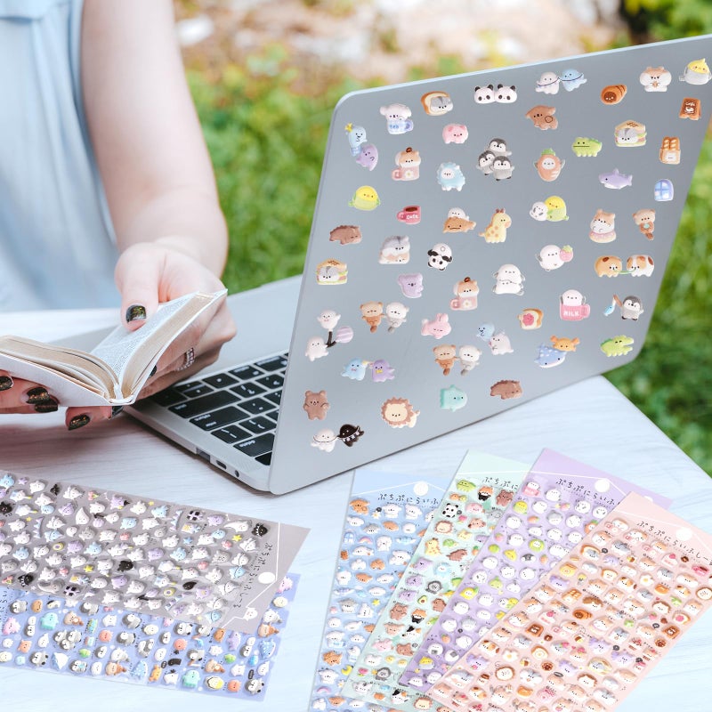 Jactales 600+ Cute Mini Puffy Stickers-Small 3D Tiny Micro Bulk Sticker Set for Kids Girls Adults-Includes Kawaii Japanese Cartoon Ghost Animal Cat Dog Penguin Birds for Phone Case-Removable-6 Sheets - Image 4